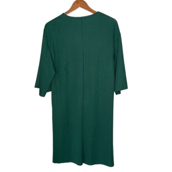 Zara Ribbed Elbow Sleeve V-Neck Dress - Picture 2 of 5
